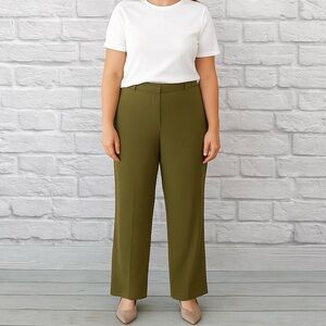 Talbots 16 Olive Green Women's Pants Stretch Trousers Straight Leg High Rise